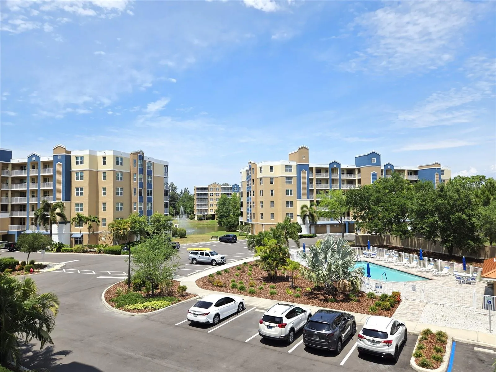 View from entrance. Building 9 is across from 1 of 2 community pools.