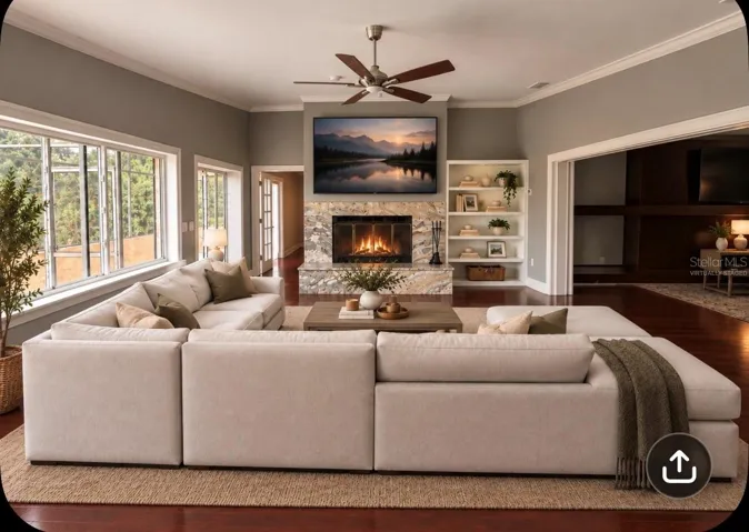 Virtually staged family room