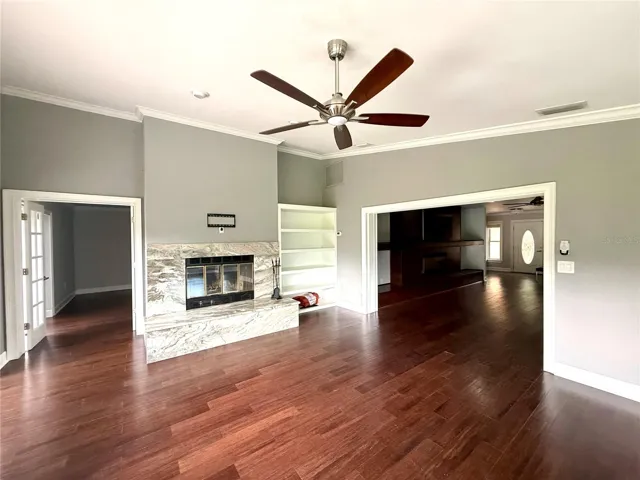 Family Room with wood burning fireplace