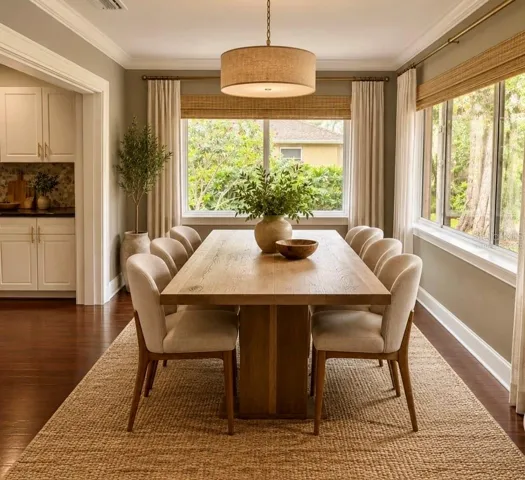 Virtually staged dining room