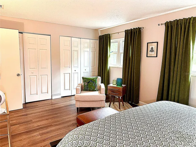 Double closets with lots of storage area.