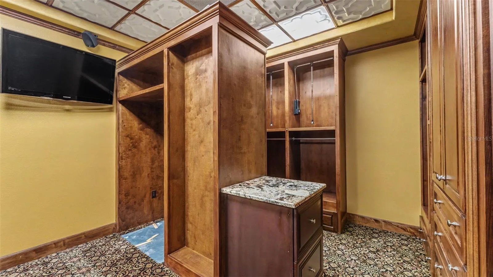 Tons of storage built in ! Room for a safe.