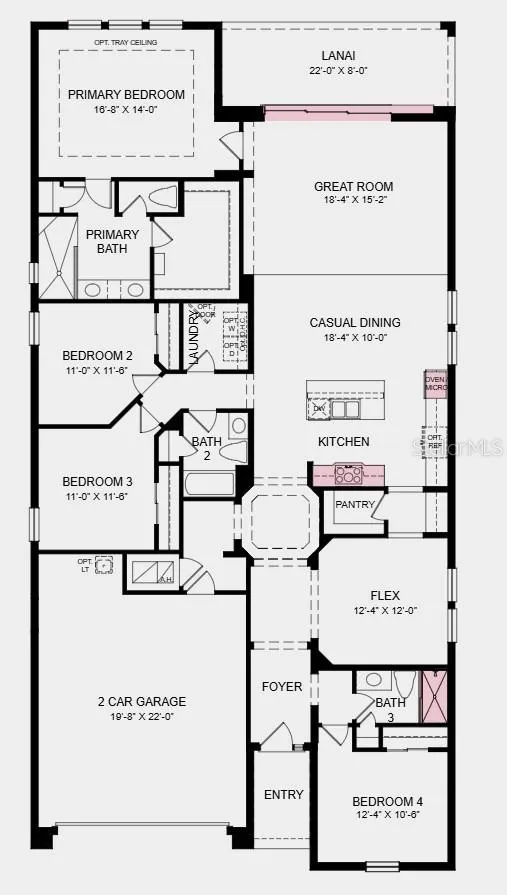 Floor Plan - Additional Highlights Include: 8' interior doors, 9' ceilings, pre-plumb water softener and future laundry tub, and shower in place of bathtub in bathroom three