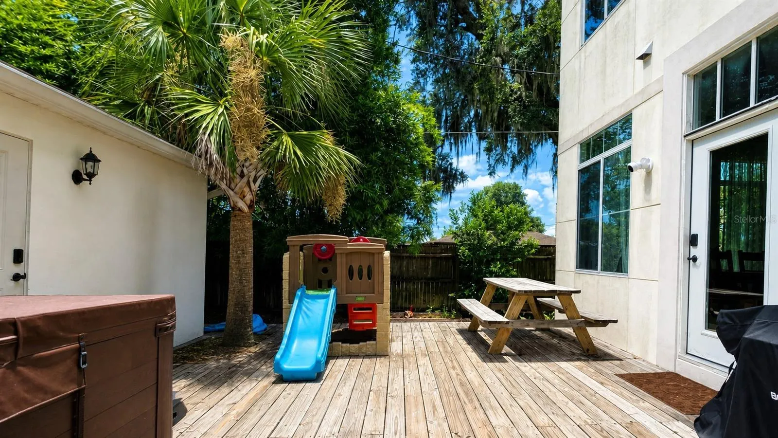 Deck, Hot Tub, and Garden Area