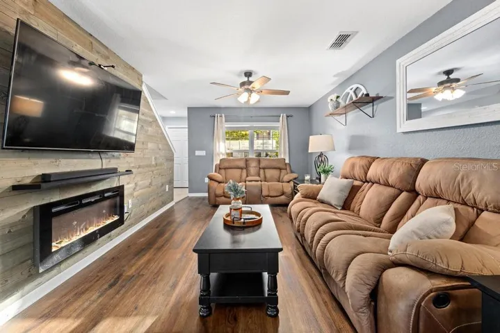shiplap wall with fireplace