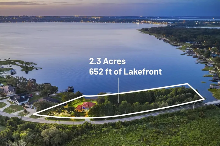 Property Boundary Aerial - 2.3 Acres, 652 Ft Lakefront