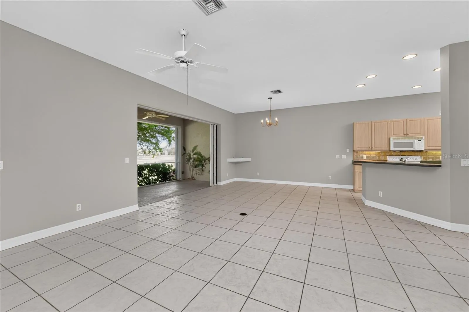 Great room and dining area.