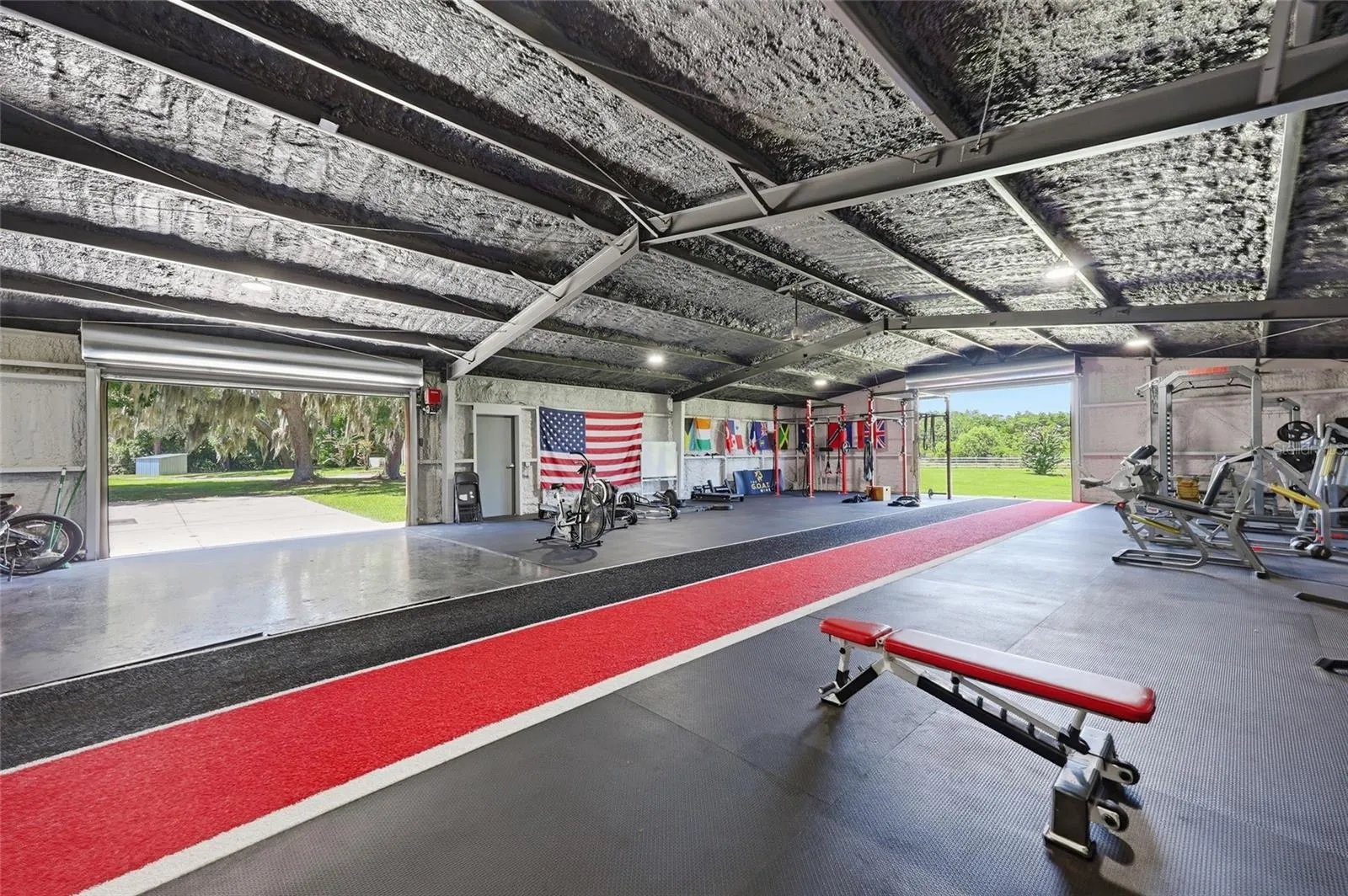 three insulated steel garage doors!