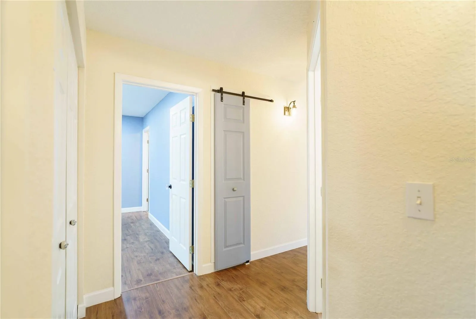 Barn door on linen closet