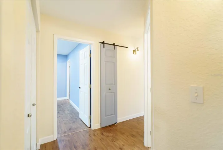 Barn door on linen closet