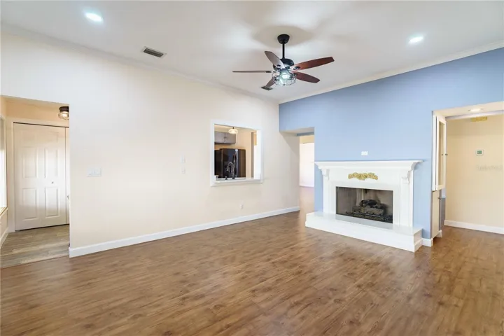 Family room with gas fireplace