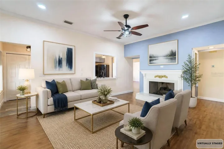 Virtually staged family room