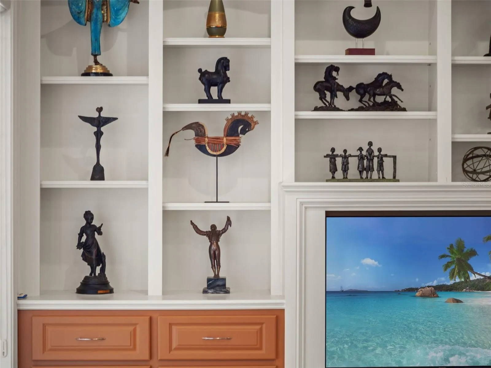 Custom shelving in great room