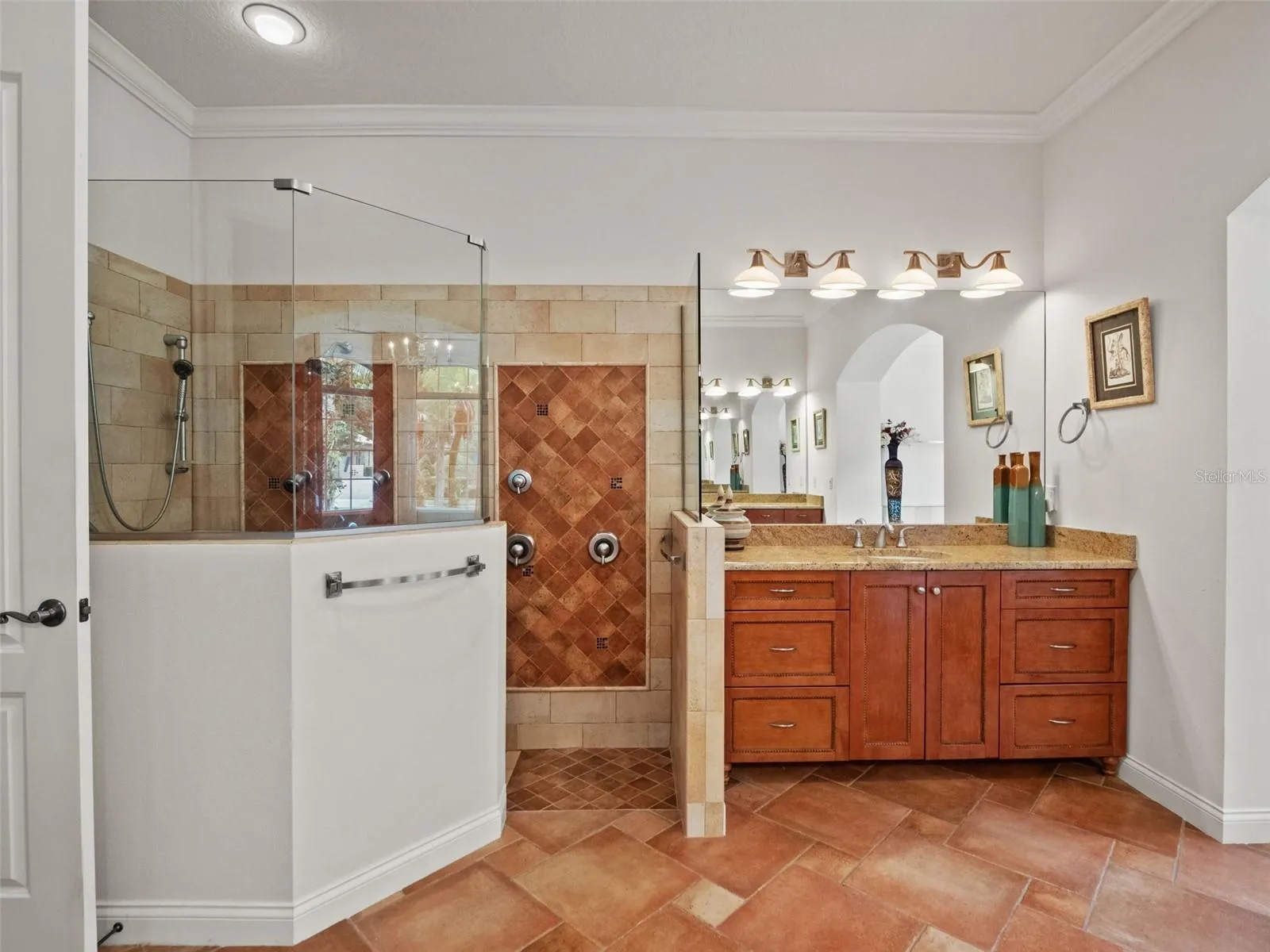 Multiple shower heads in primary shower