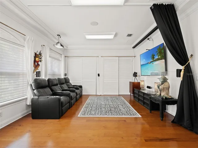 Extra large room  can be converted to fifth bedroom, quilt room or theater room.