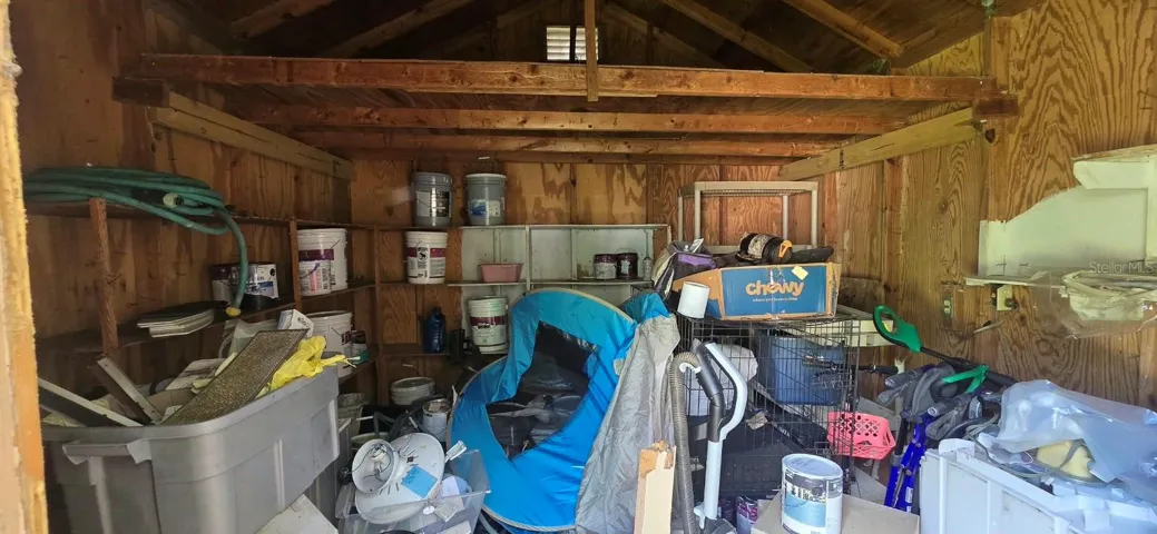 Interior of shed