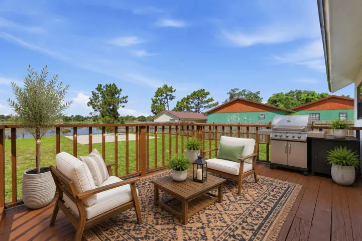 Outdoor deck from the dinette area. This picture is virtually staged.