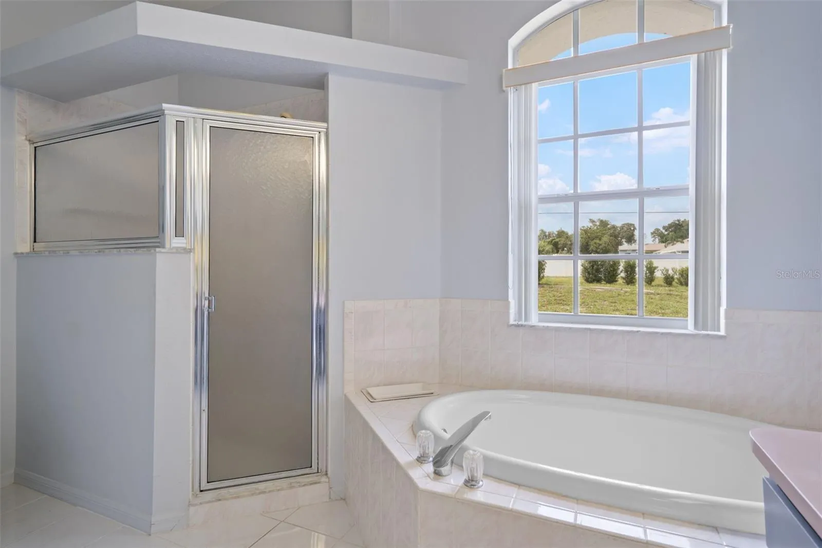 Soaking tub and separate shower