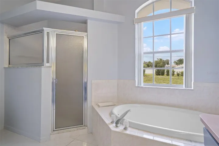 Soaking tub and separate shower