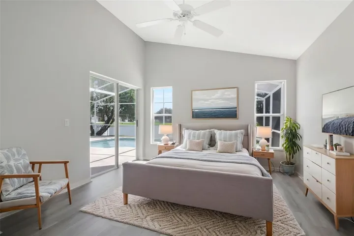 Main Bedroom with Lakeview virtually staged