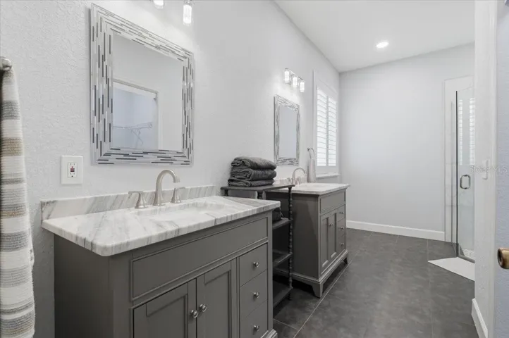 Remodeled primary bath w/ duo vanities