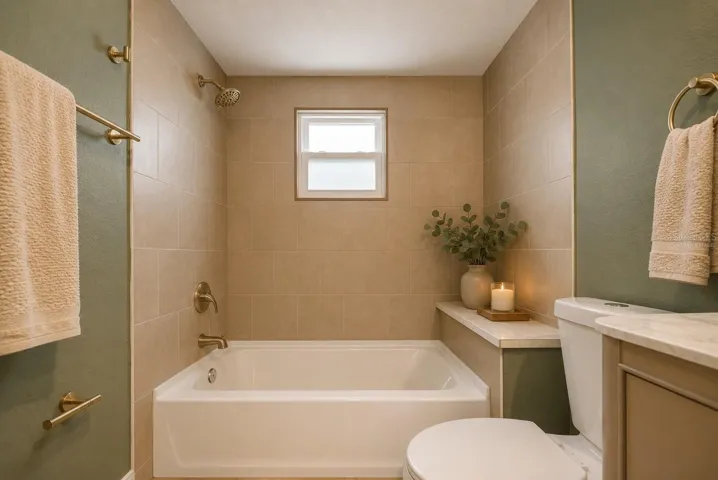 Virtually Staged, Guest Bathroom Tub.