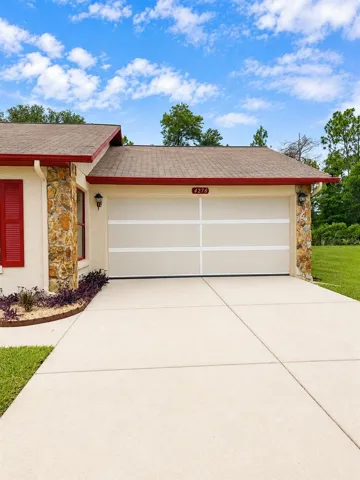 Screened garage door from outside