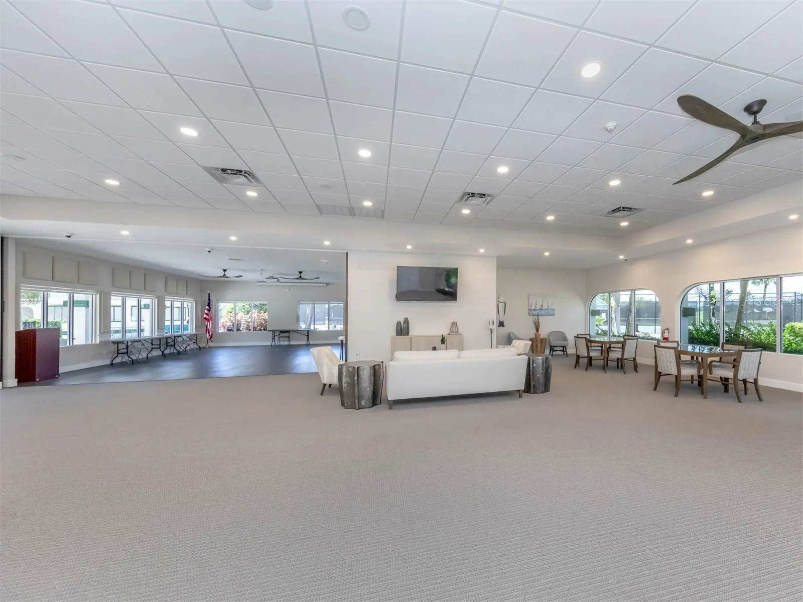 Inside the Waterford Sports Club you will find a large gathering space, gaming tables, dance floor and full kitchen. You may reserve this space with the HOA for a very low cost!