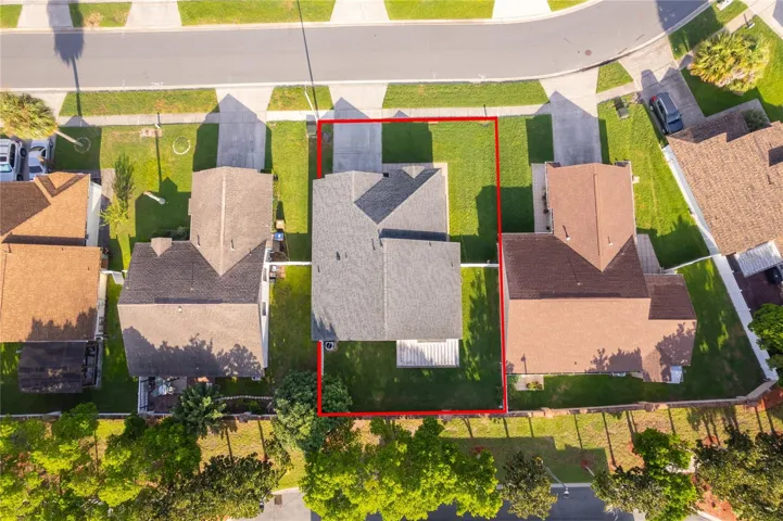 Aerial view and property lines