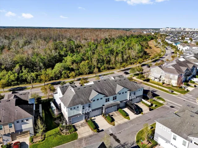 Sweeping aerial view of Lake Nona's lush, master-planned surroundings.