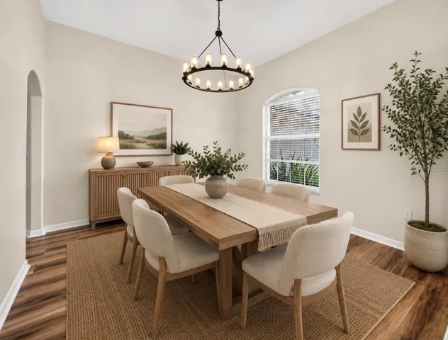 Virtually staged formal dining.