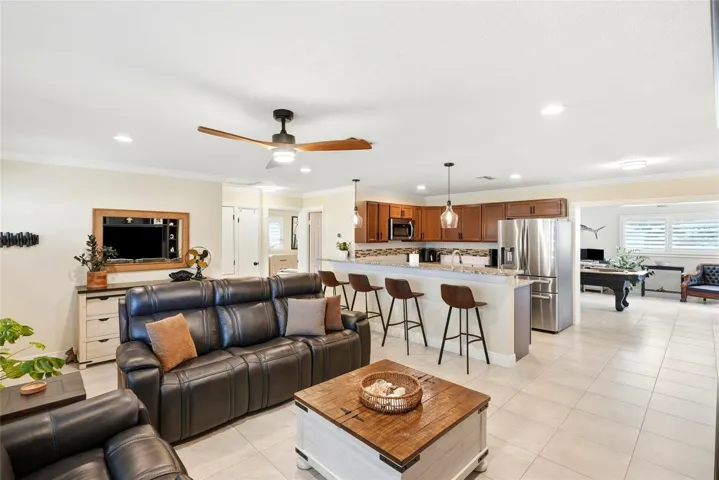 Living room, Kitchen, and Family room