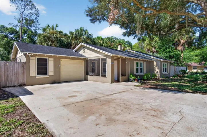 Front view attached 1 car garage