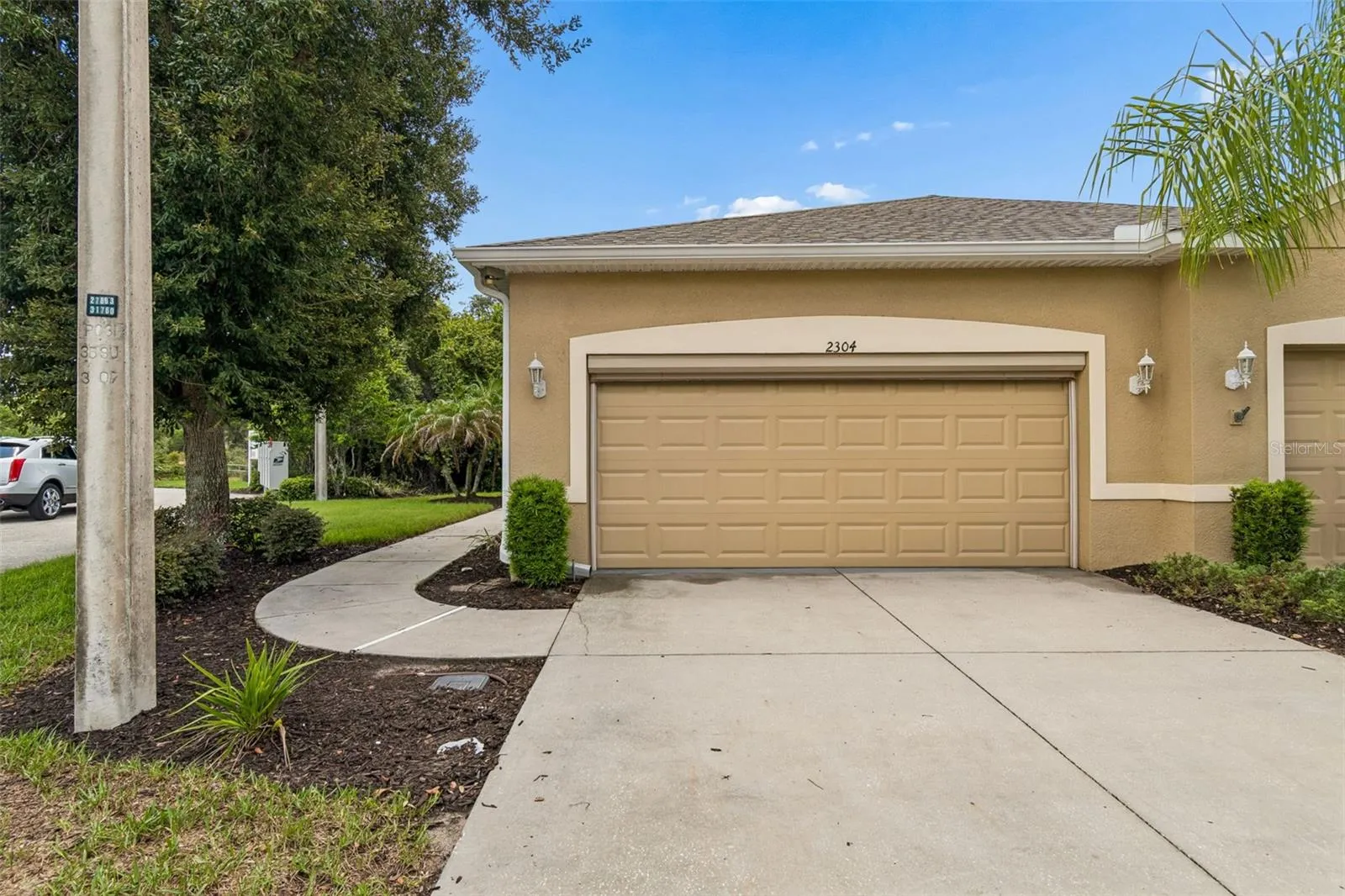 Two car garage and side entrance