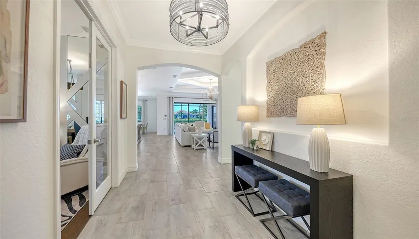 Front entry hall with office on the left