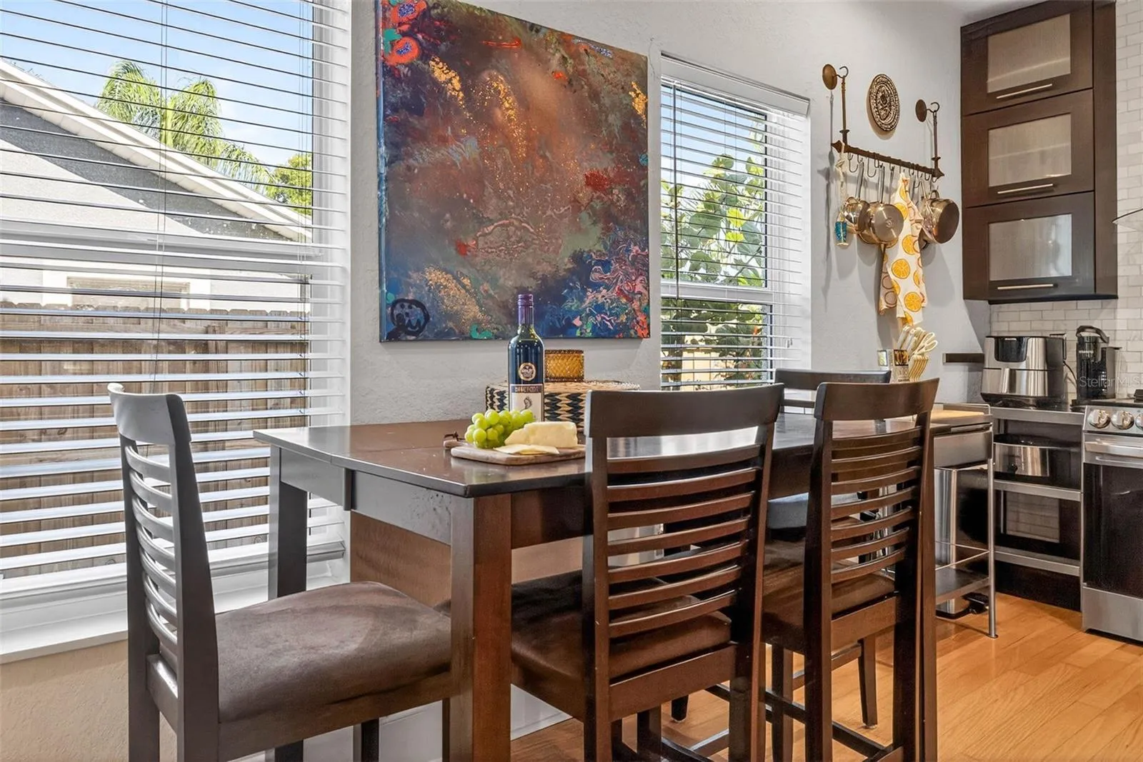 Kitchen area with stainless steel appliances
