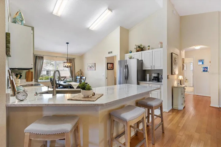 Kitchen with Quartz countertops.