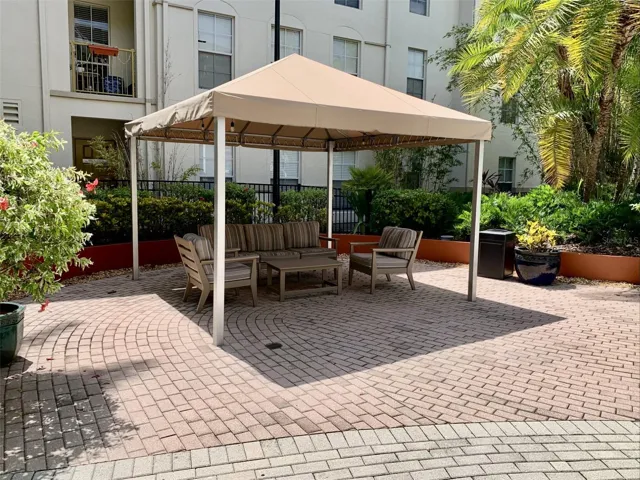 Covered area in community courtyard