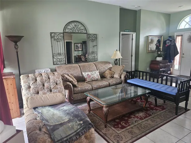 Living room opposite dining area