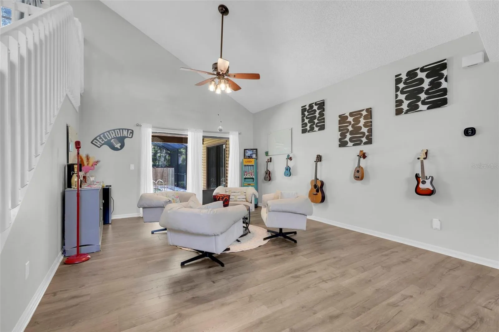 Living Room with sliding glass doors to pool