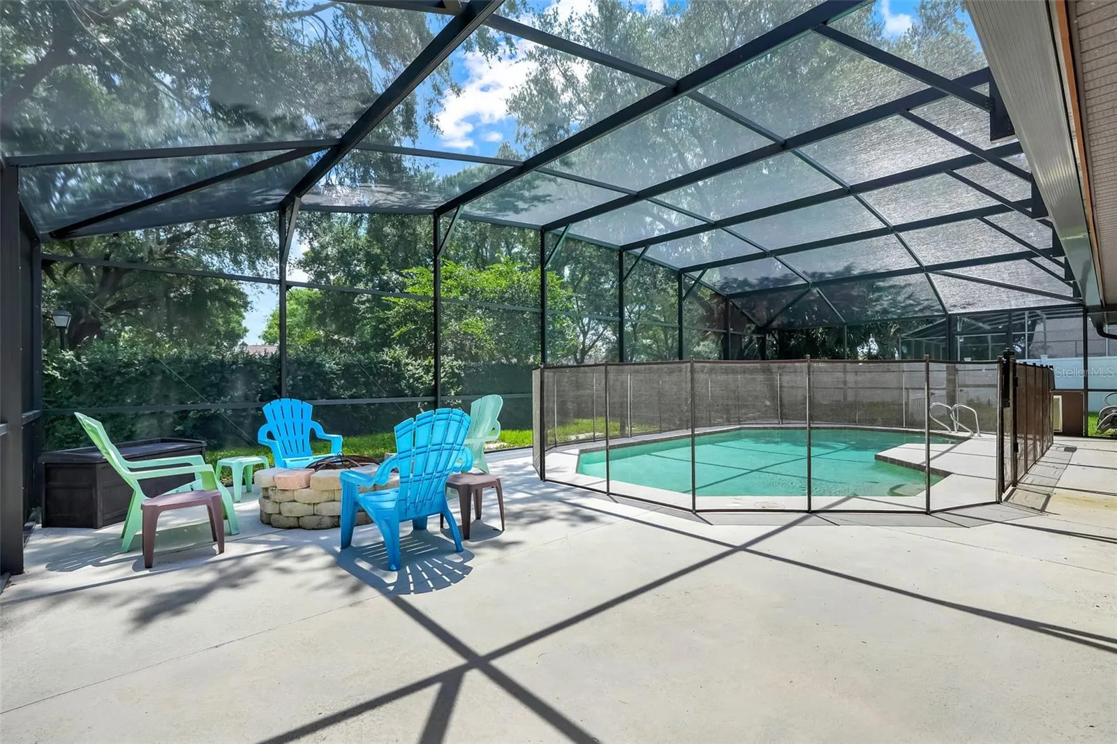 Fire pit off pool