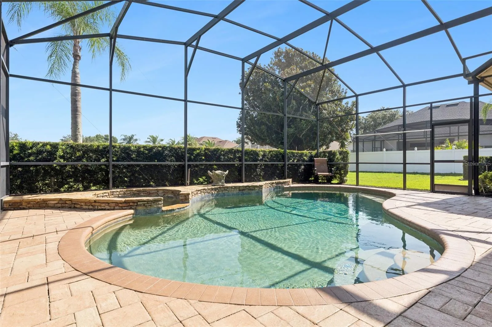 Heated saltwater pool and spa