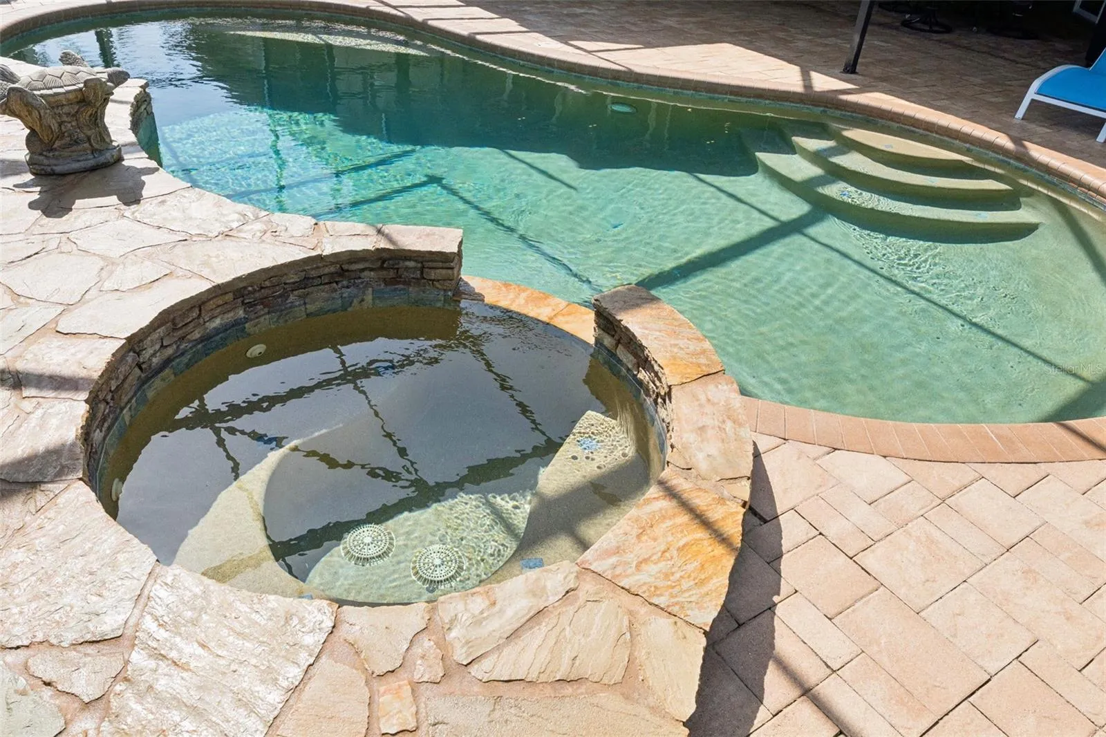 Heated saltwater pool and spa