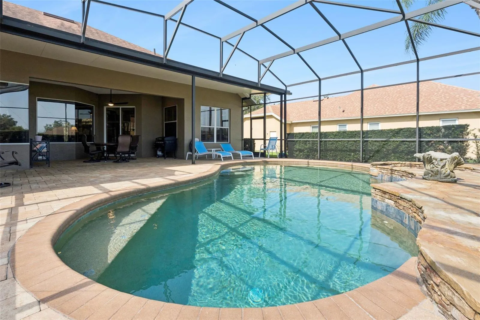 Heated saltwater pool and spa
