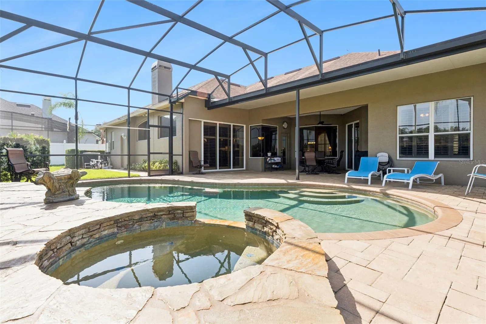 Heated saltwater pool and spa