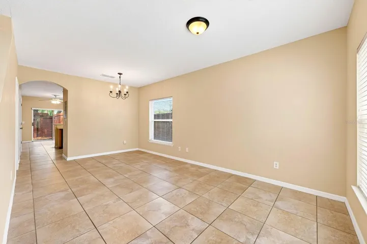 Open living and dining.
