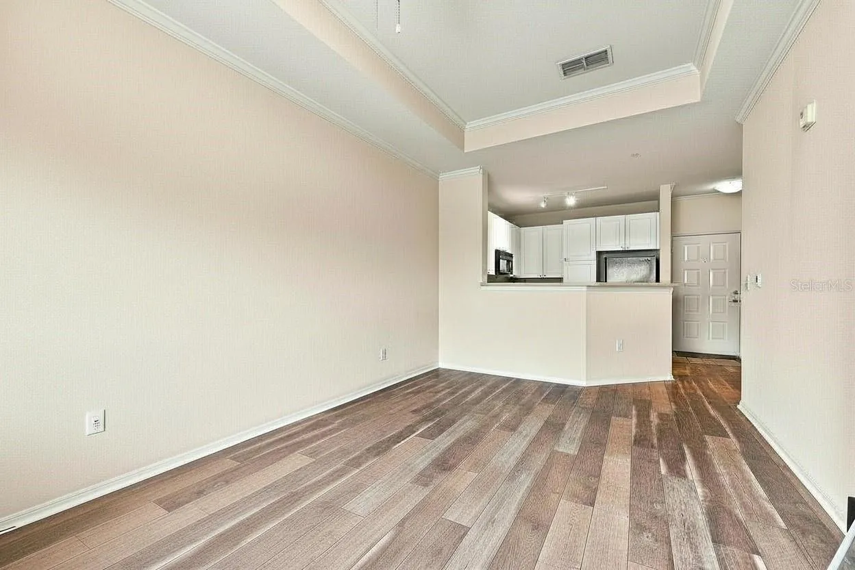 Living and Dining Rooms with view of kitchen