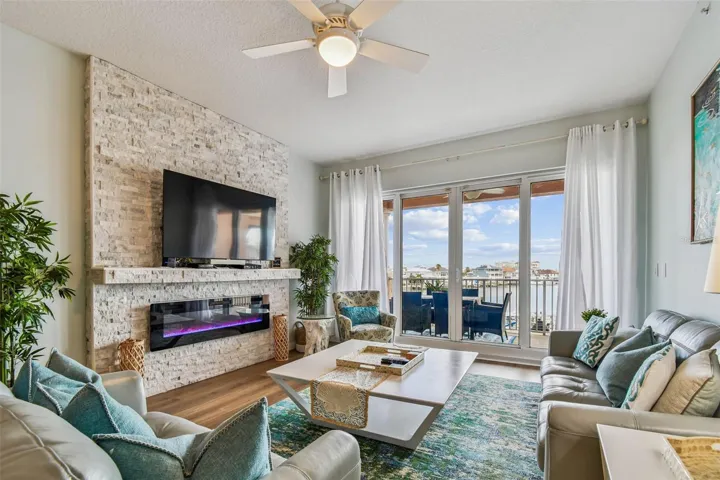 Leather living room furniture with a coastal palette