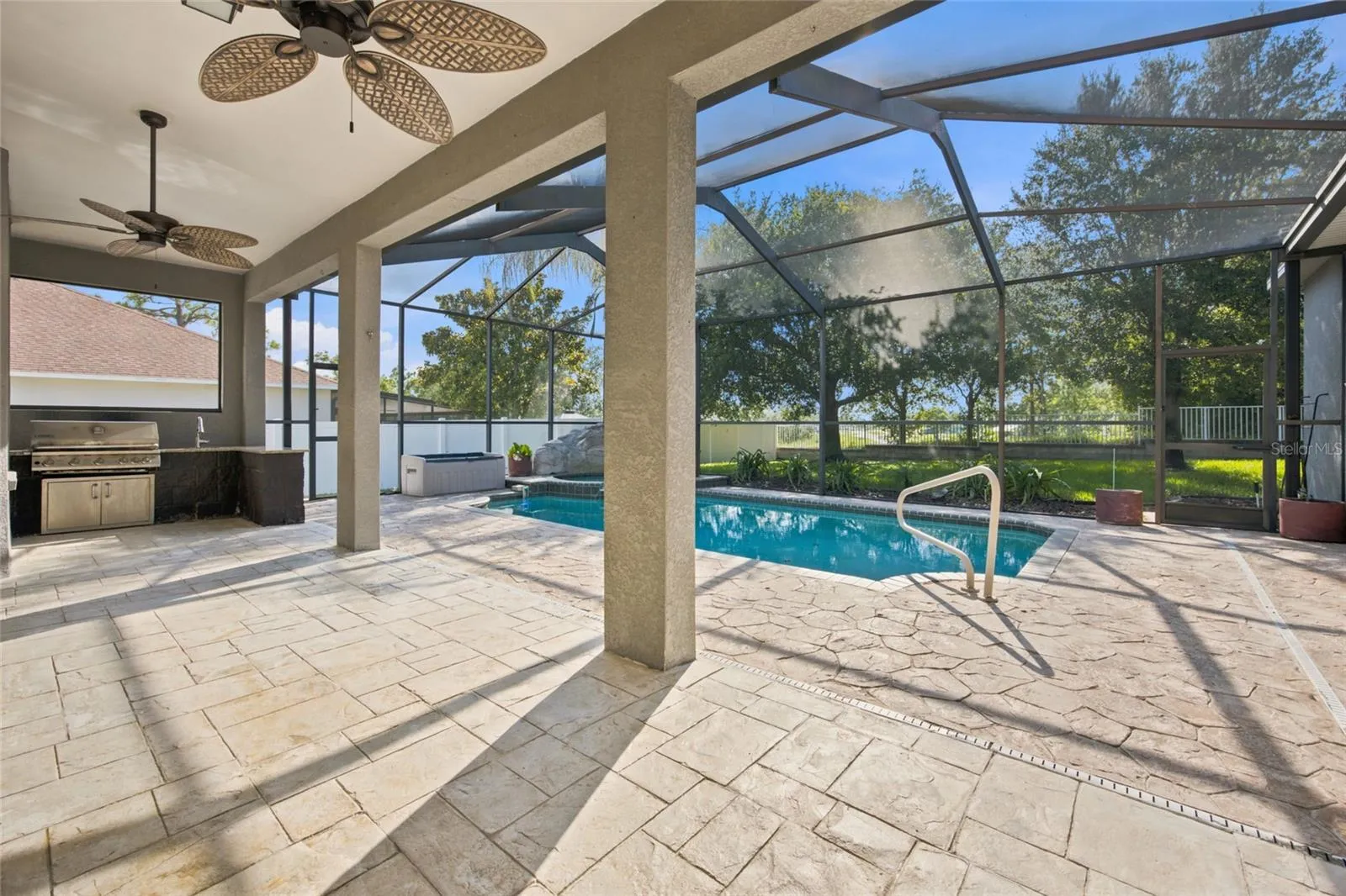 Large Covered Lanai with Outdoor Fans &amp; BBQ Area