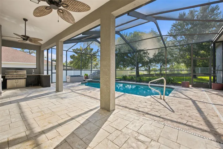 Large Covered Lanai with Outdoor Fans &amp; BBQ Area